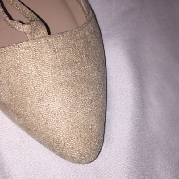 Faux suede pointy toe lace up straps ballet flats - Picture 3 of 5